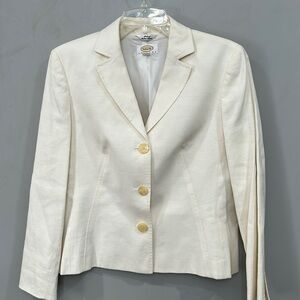 Talbots linen cream button up blazer 8